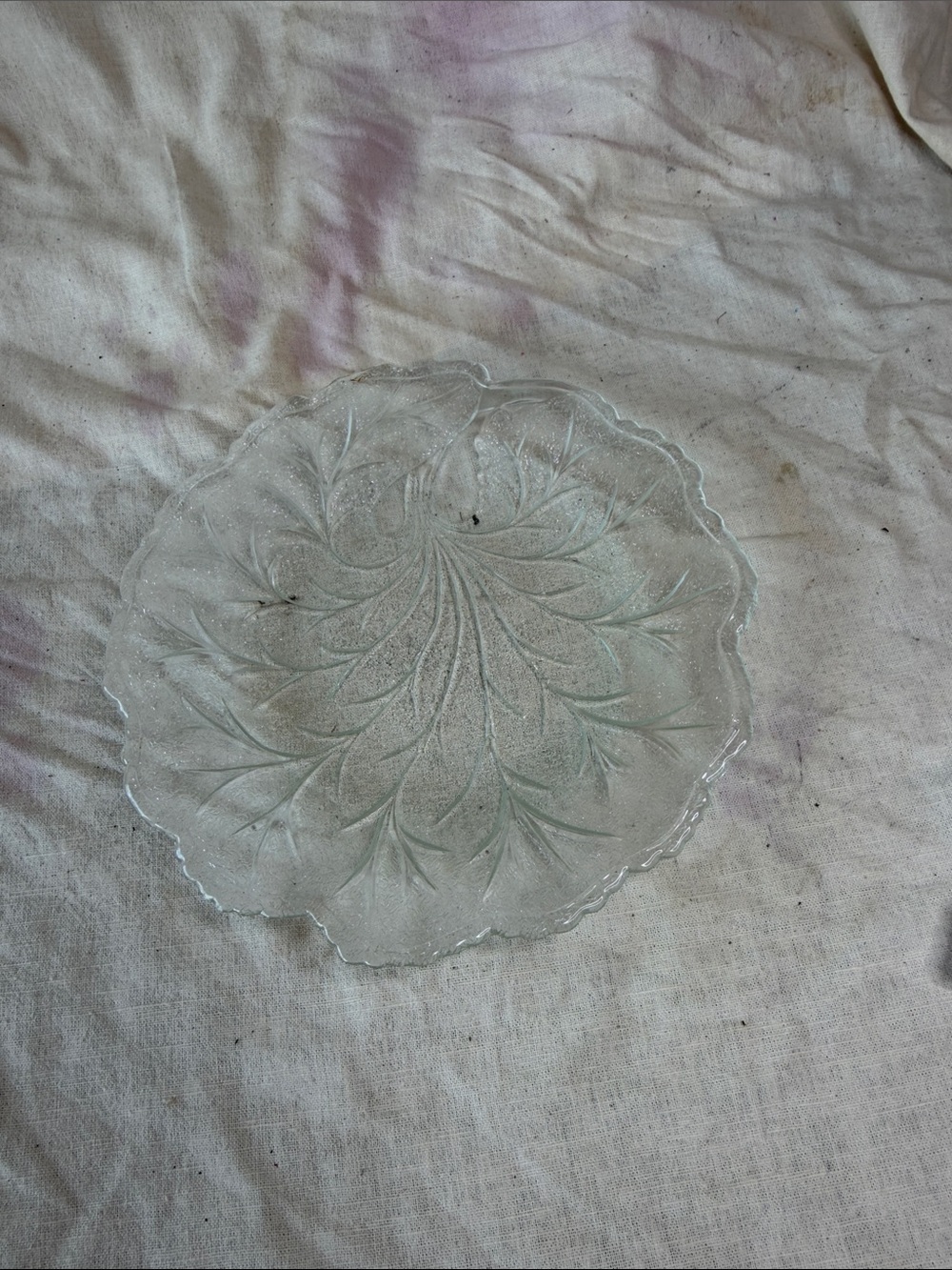 Clear Decorative Glass Serving Plate